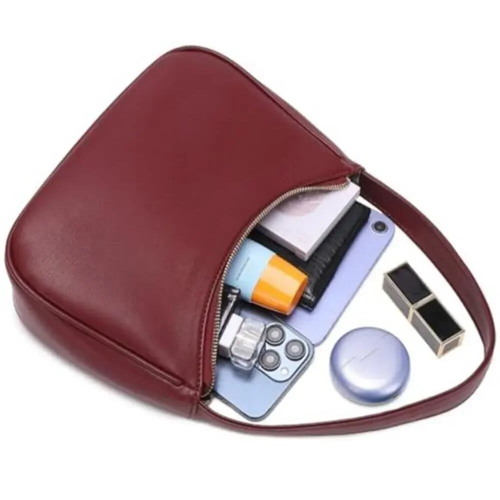 Cherry Red Hobo Shoulder Bag Mini Vegan Leather Purse